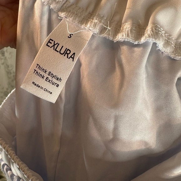 Exlura Blue and White Stripe High Waisted Boxer Shorts Size Small - Picture 5 of 10